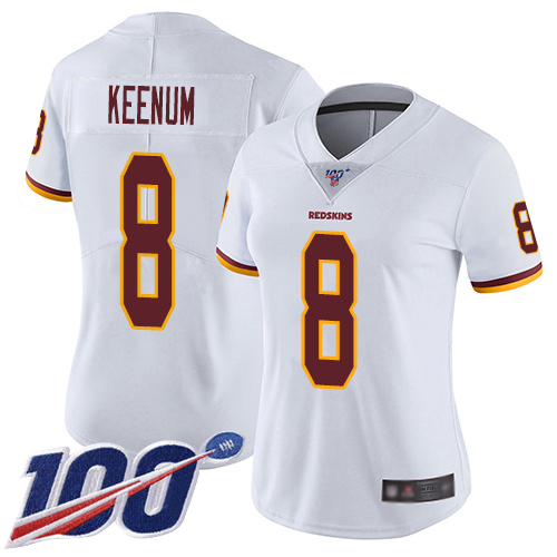 Washington Redskins Limited White Women Case Keenum Road Jersey NFL Football 8 100th Season